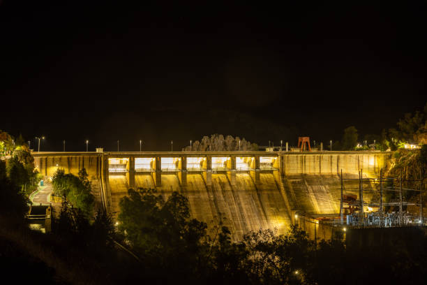 Olt river dam at dusk