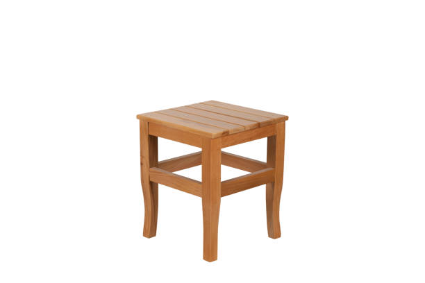 istock Handcrafted Wooden Side Table with Natural Oak Finish, Classic Design Small End Table with Curved Legs and Slatted Top for Living Room, Bedroom and Office Furniture 2188837820