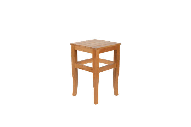 istock Handcrafted Wooden Side Table with Natural Oak Finish, Classic Design Small End Table with Curved Legs and Slatted Top for Living Room, Bedroom and Office Furniture 2188837864