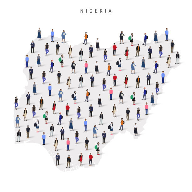 istock Nigeria population map. Large group of people in a shape of Nigerian map. Flat vector illustration isolated on white 2188840326