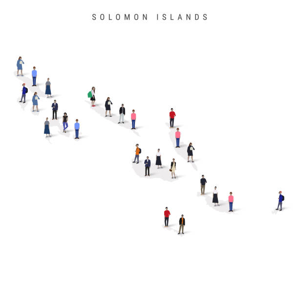 istock Solomon Islands population map. Large group of people in a shape of Melanesia map. Flat vector illustration isolated 2188840329