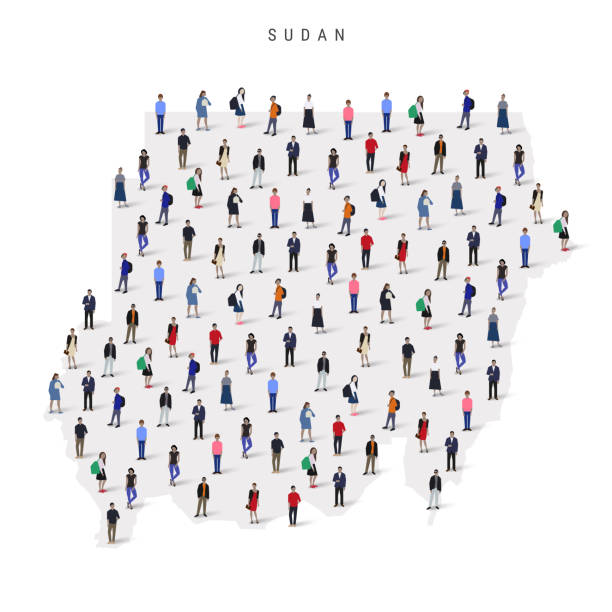 istock Sudan population map. Large group of people in a shape of Sudanese map. Flat vector illustration isolated on white 2188840342