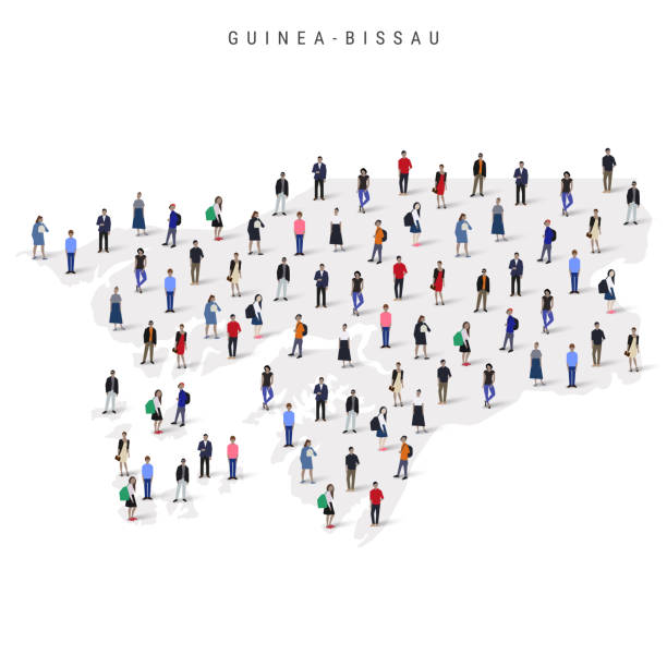 istock Guinea-Bissau population map. Large group of people in a shape of map. Flat vector illustration isolated on white 2188840385