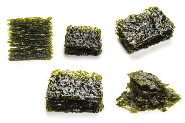 Tasty nori seaweed isolated on a white background.