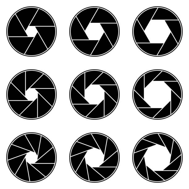 istock Black icon of the camera's aperture blades 2188848579