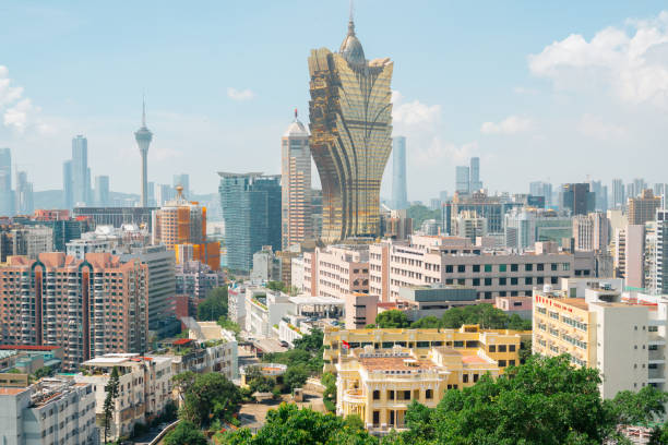 Macau - September 20, 2024 : Macau city panoramic view from Guia Fortress