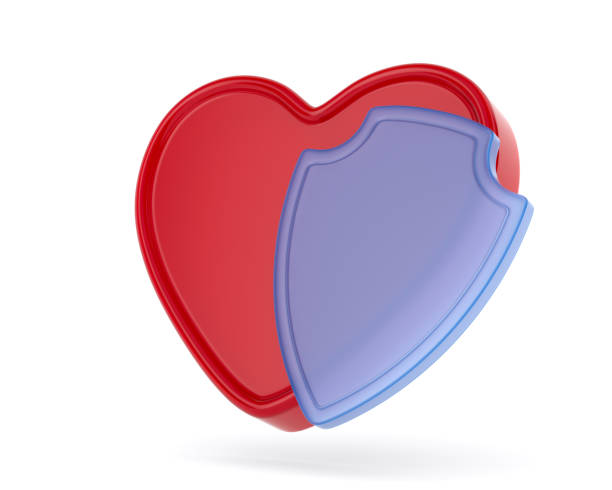 istock Heart and shield on white background. Isolated 3D illustration 2188863672