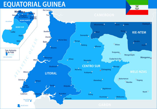 Equatorial Guinea Map Vector Blue Spot Layered Political Equatorial Guinea Map Vector Blue Spot Layered Political Map Of Equatorial 
