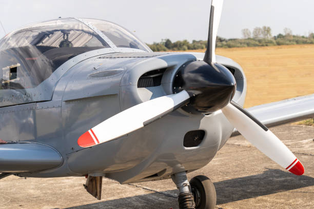 istock Zlin military trainer propeller plane on a grassy airfield 2188879916
