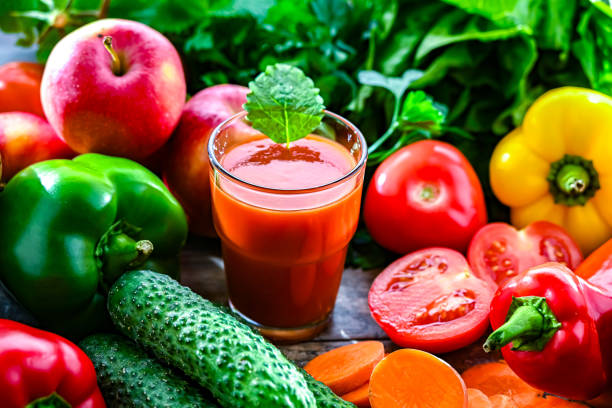 istock Glass with fresh vegetable juice. Detox diet 2188880469