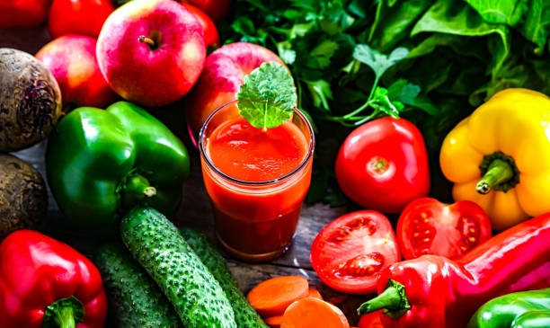 istock Glass with fresh vegetable juice. Detox diet 2188880482