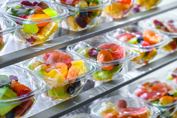 istock Boxes with pre-packaged fruit salads in a commercial fridge 2188882336