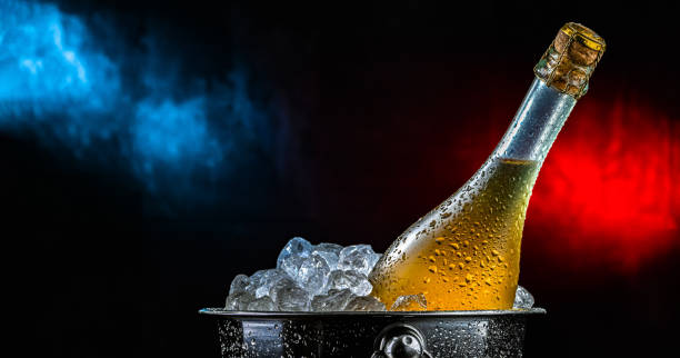 istock Bottle of sparkiling wine in bucket with crushed ice. 2188882407