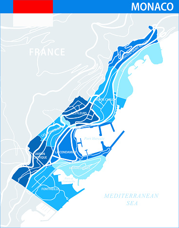 Manco Map Monaco Map Vector Blue Spot Customizable Layered Political Map Of ...