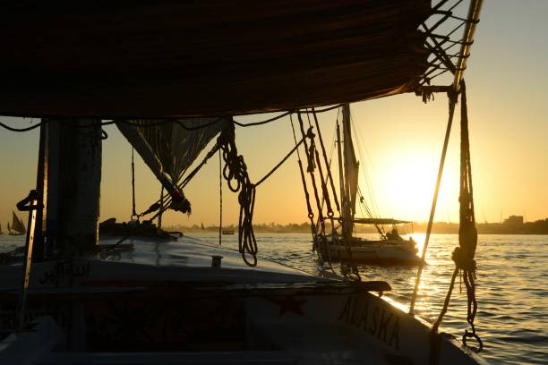 Sailing Felucca on the river Nile.