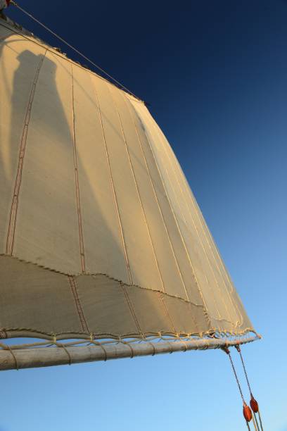 A Felucca boat in full sail on the river Nile.