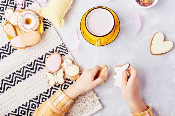istock Tasty Easter traditions. Festive Easter flavors. Happy Easter. Sweet cocoa and cookies 2188895810
