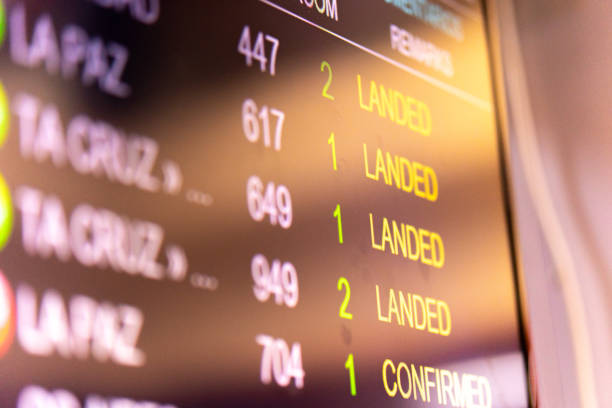 istock Airport sign with flight arrivals 2188912967