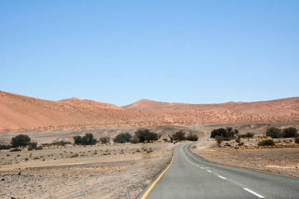 istock Dirt road between desert hills against blue sky 2188913228