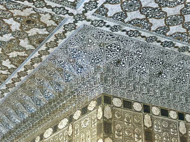 The ornate latticework for stone windows known as a jaali in Amber Palace