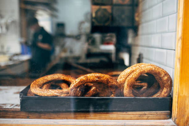 Turkish bagel Simit stock photo