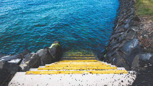 istock Stairs going straight into the sea ocean water path endless 2188922139