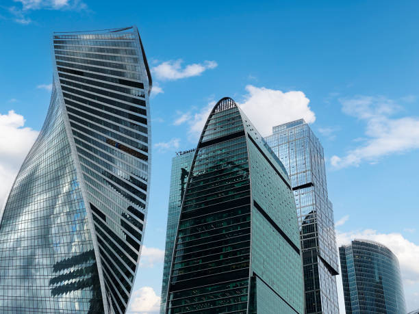 istock Tall office skyscrapers with sky reflection in windows, business concept banking background 2188922976