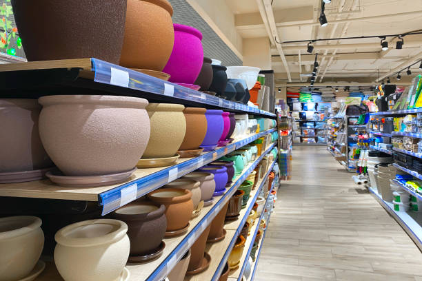 supermarket aisle and shelves background
