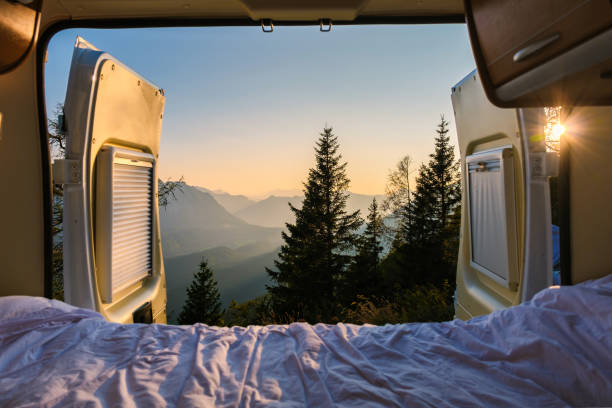 istock Stunning view from a camper van in Hallstatt Austria at sunrise with mountain panorama 2188931855