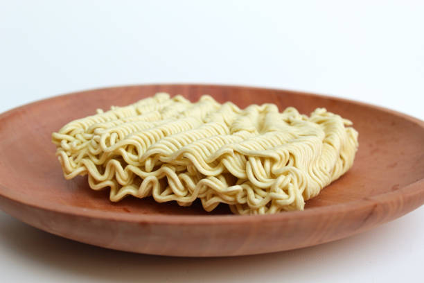 Instant noodles on white background