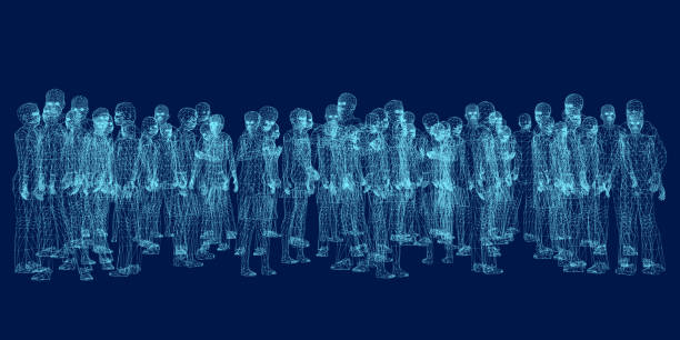 Group of people. Crowd of people wireframe. Vector illustration