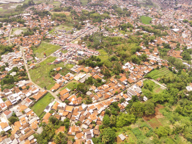 istock Bird eye view of Paddy Rice field and Civilization 2188948168