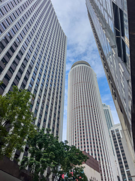 istock Tall skyscrapers viewed from below in dynamic cityscape 2188952964