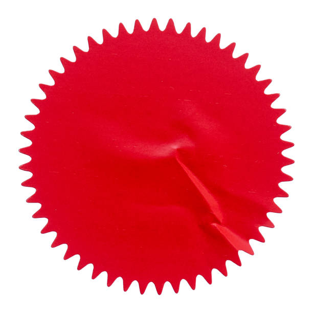 istock Red Circular Seal with Serrated Edges on a White Background 2188955749