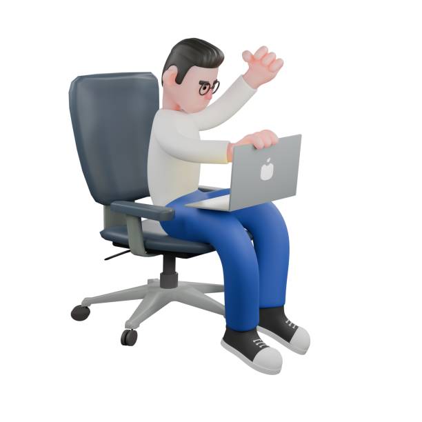 istock Creative Video Editor 3D Cartoon Character Design. A Male Video Editor sits with a laptop on his lap and his right hand holding a laptop as if he wants to close it. Professional Model 2188968832