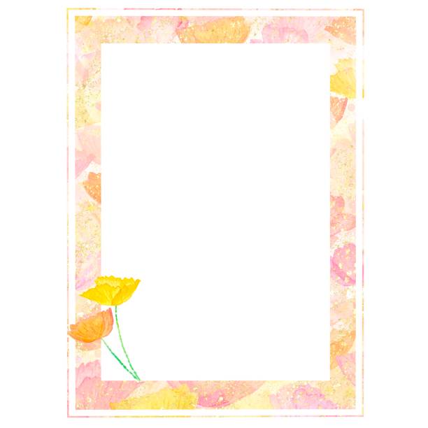 istock A stylish picture frame decorated with yellow and orange poppies. 2188970073