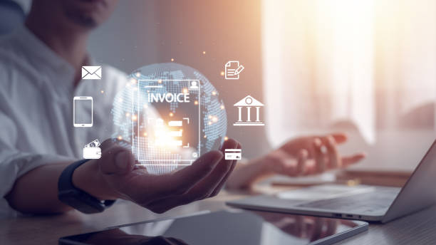 istock Banking management with E invoices, digital nline statements, financial reports. 2188972336