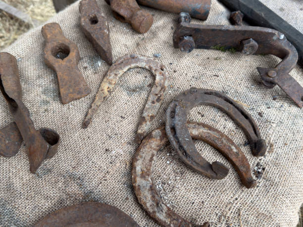 Old horseshoe fixed on wall surface symbolizing good luck and protection