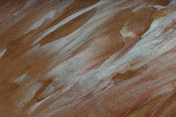 Brown Silver Background with Glittering Smears, Abstract Painting Texture
