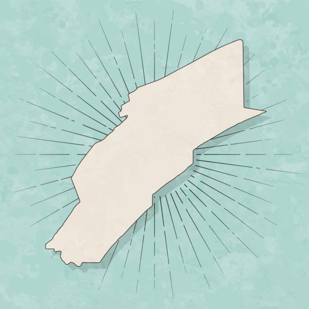 Map of Mifflin County - Pennsylvania, in a trendy vintage style. Beautiful retro illustration with old textured paper and light rays in the background (colors used: blue, green, beige and black for the outline). Vector Illustration (EPS file, well layered and grouped). Easy to edit, manipulate, resize or colorize. Vector and Jpeg file of different sizes.