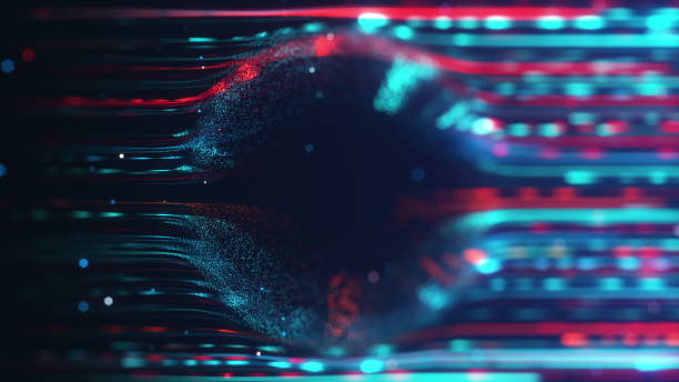 Abstract Background Seamless Loop An artistic representation of a Digital Wave Distortion Effect featuring Neon Colors
