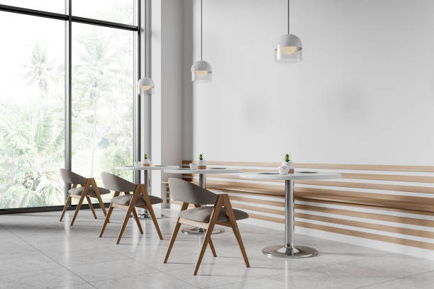 istock Modern Cafe Interior with Wooden Chairs and Tables. 3D Rendering 2188980367