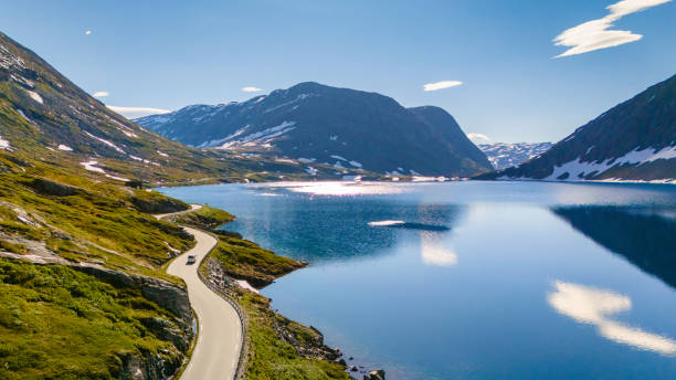 A Winding Road Through Norwegian Mountains, Langvatnet, Geiranger, Norway