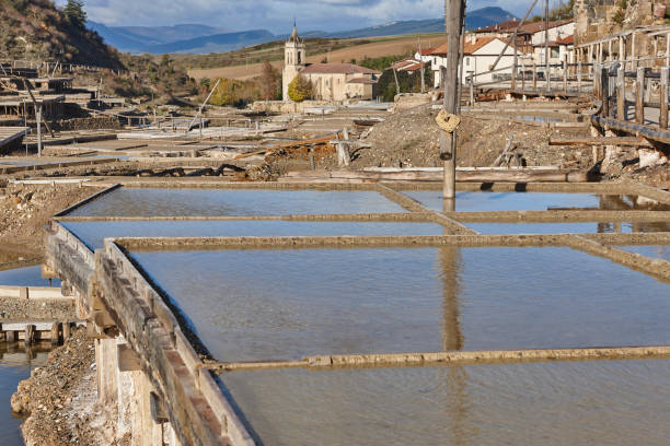 istock Antique salt platforms in Basque Country. Salinas de Anana. Spain 2188985381
