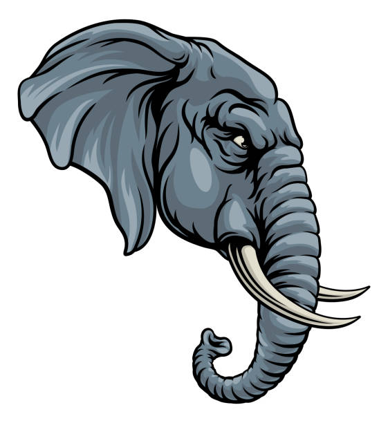 Republican Elephant Election Political Party Icon A tough looking elephant. Could be the symbol for the American republican political party in election politics or a sports mascot. republican elephant logo stock illustrations