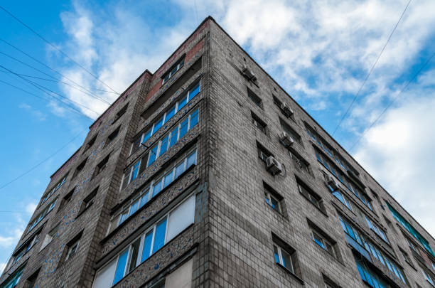 tall old house in a slum in Ukraine
