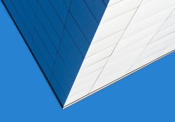 fragment corner of a modern building on a blue background isolated