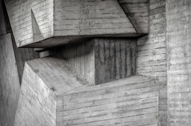 abstract background pattern of gray concrete building wall structure with shadow