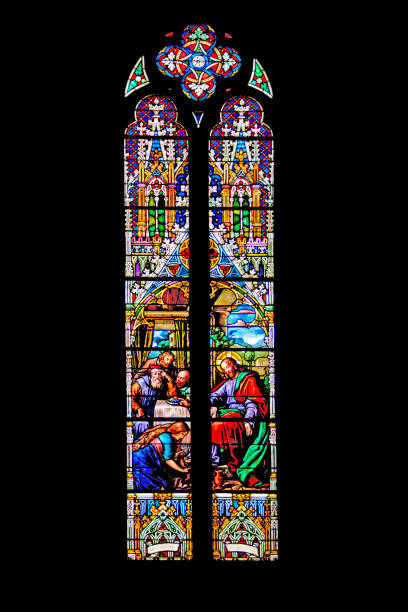 Stained glass window from the neo-Gothic church of Saint-Pierre et Saint-Paul in Scherwiller, built in 1878.