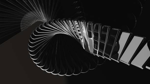 istock 3D render of abstract chrome geometric elements with a futuristic Y2K aesthetic. 2189000612
